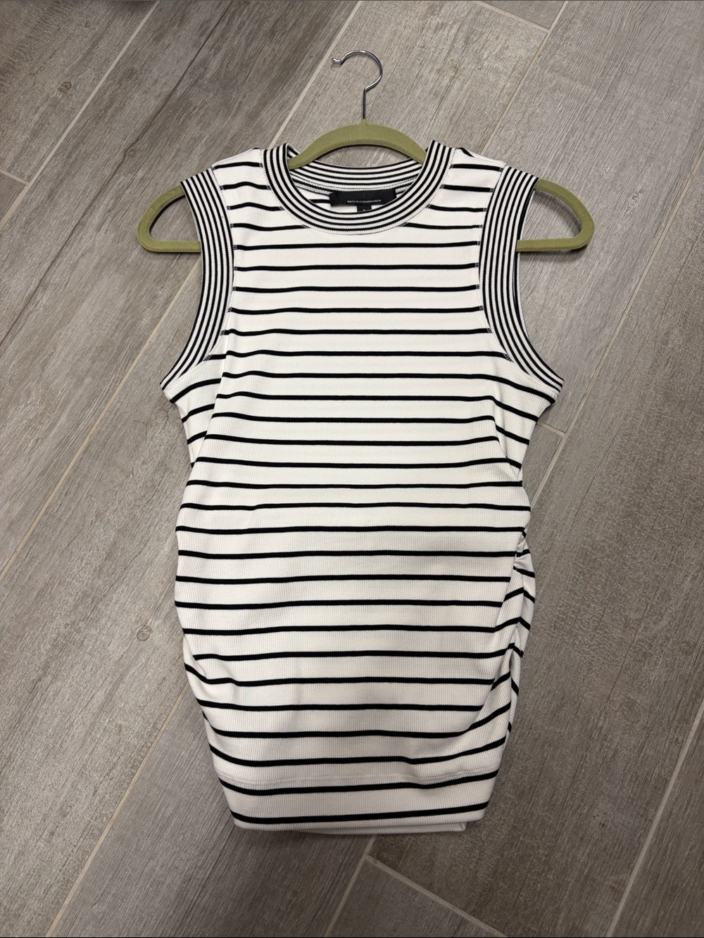White House Black Market White and Black Striped Tank Top